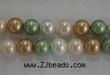 CSB1043 15.5 inches 8mm round mixed color shell pearl beads