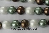 CSB1053 15.5 inches 10mm round mixed color shell pearl beads