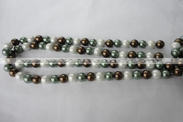 CSB1053 15.5 inches 10mm round mixed color shell pearl beads