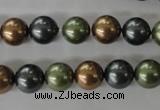 CSB1057 15.5 inches 10mm round mixed color shell pearl beads