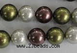 CSB1081 15.5 inches 12mm round mixed color shell pearl beads