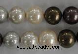CSB1083 15.5 inches 12mm round mixed color shell pearl beads