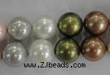 CSB1085 15.5 inches 12mm round mixed color shell pearl beads