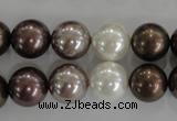 CSB1087 15.5 inches 12mm round mixed color shell pearl beads