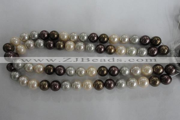 CSB1088 15.5 inches 12mm round mixed color shell pearl beads