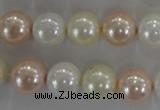 CSB1092 15.5 inches 12mm round mixed color shell pearl beads