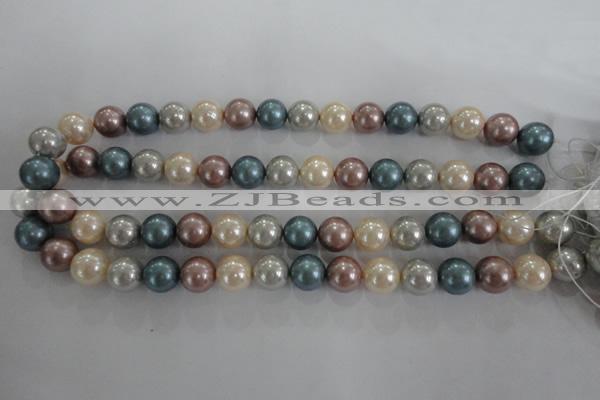 CSB1094 15.5 inches 12mm round mixed color shell pearl beads