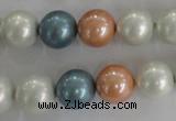 CSB1095 15.5 inches 12mm round mixed color shell pearl beads