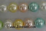 CSB1098 15.5 inches 12mm round mixed color shell pearl beads