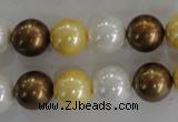 CSB1099 15.5 inches 12mm round mixed color shell pearl beads