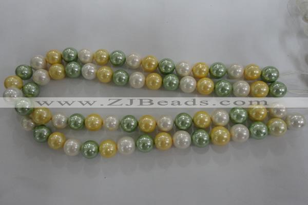 CSB1102 15.5 inches 12mm round mixed color shell pearl beads