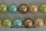 CSB1103 15.5 inches 12mm round mixed color shell pearl beads