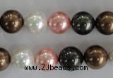 CSB1111 15.5 inches 12mm round mixed color shell pearl beads