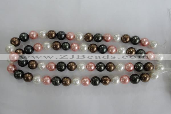 CSB1111 15.5 inches 12mm round mixed color shell pearl beads