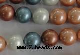 CSB1112 15.5 inches 12mm round mixed color shell pearl beads