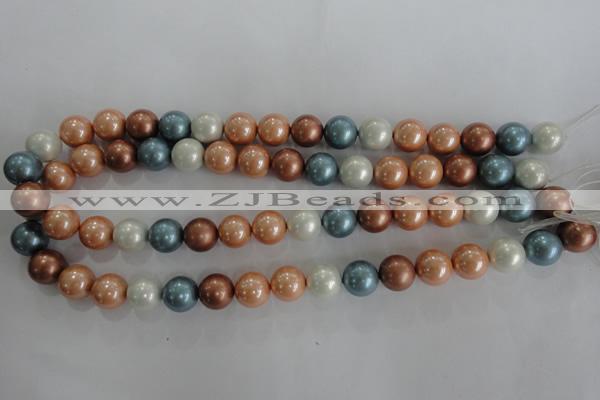 CSB1112 15.5 inches 12mm round mixed color shell pearl beads