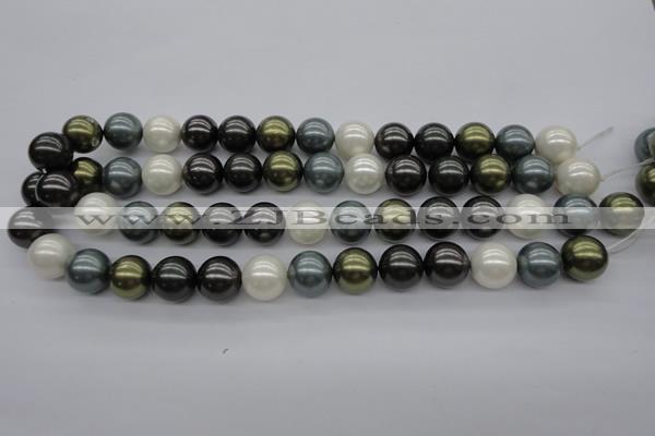 CSB1125 15.5 inches 14mm round mixed color shell pearl beads