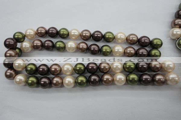 CSB1129 15.5 inches 14mm round mixed color shell pearl beads