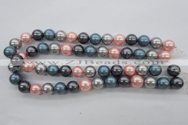 CSB1139 15.5 inches 14mm round mixed color shell pearl beads