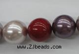 CSB1154 15.5 inches 16mm round mixed color shell pearl beads