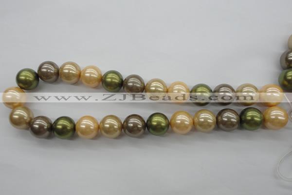 CSB1156 15.5 inches 16mm round mixed color shell pearl beads