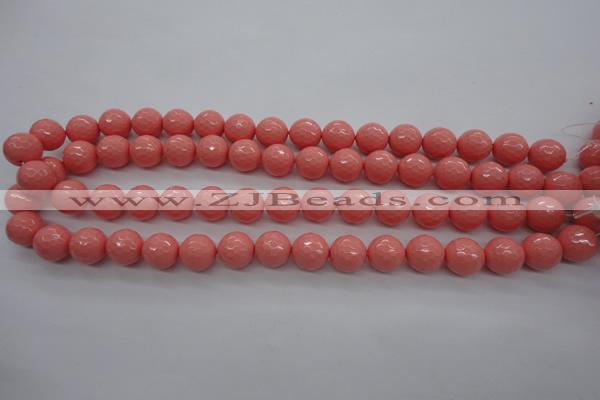 CSB1179 15.5 inches 12mm faceted round shell pearl beads