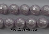 CSB1182 15.5 inches 10mm faceted round shell pearl beads