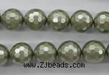 CSB1188 15.5 inches 12mm faceted round shell pearl beads