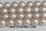 CSB1355 15.5 inches 4mm matte round shell pearl beads wholesale