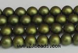 CSB1395 15.5 inches 4mm matte round shell pearl beads wholesale