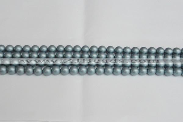 CSB1435 15.5 inches 4mm matte round shell pearl beads wholesale