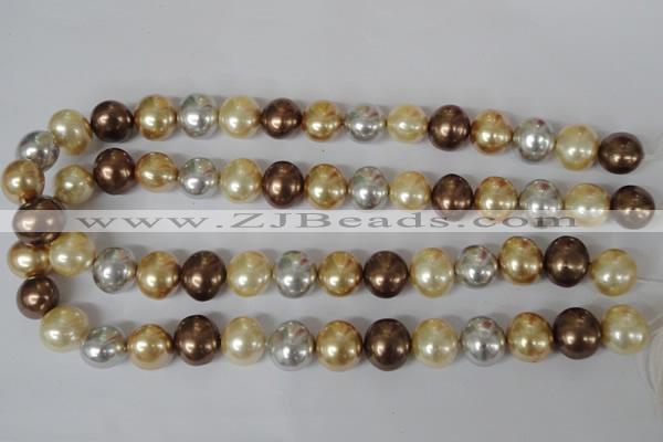 CSB155 15.5 inches 12*15mm – 13*16mm oval mixed color shell pearl beads