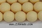 CSB1803 15.5 inches 10mm faceetd round matte shell pearl beads