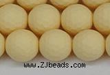 CSB1804 15.5 inches 12mm faceetd round matte shell pearl beads