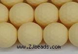 CSB1805 15.5 inches 14mm faceetd round matte shell pearl beads