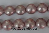 CSB181 15.5 inches 12mm flat round shell pearl beads wholesale