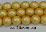 CSB1811 15.5 inches 6mm faceetd round matte shell pearl beads