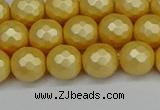 CSB1812 15.5 inches 8mm faceetd round matte shell pearl beads