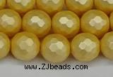 CSB1814 15.5 inches 12mm faceetd round matte shell pearl beads