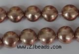 CSB182 15.5 inches 12mm flat round shell pearl beads wholesale