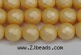 CSB1822 15.5 inches 8mm faceetd round matte shell pearl beads