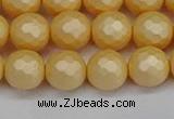 CSB1823 15.5 inches 10mm faceetd round matte shell pearl beads