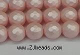 CSB1832 15.5 inches 8mm faceetd round matte shell pearl beads