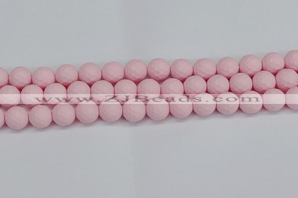 CSB1844 15.5 inches 12mm faceetd round matte shell pearl beads