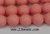 CSB1852 15.5 inches 8mm faceetd round matte shell pearl beads