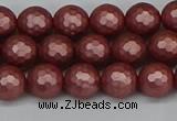 CSB1861 15.5 inches 6mm faceetd round matte shell pearl beads