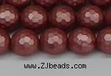 CSB1863 15.5 inches 10mm faceetd round matte shell pearl beads