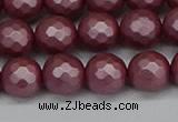 CSB1872 15.5 inches 8mm faceetd round matte shell pearl beads