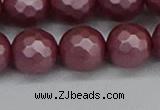 CSB1875 15.5 inches 14mm faceetd round matte shell pearl beads