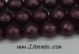 CSB1881 15.5 inches 6mm faceted round matte shell pearl beads